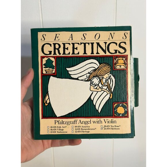 VTG Pfaltzgraff "Angel with Violin" Christmas Ornament Season’s Greetings Boxed - Picture 3 of 3